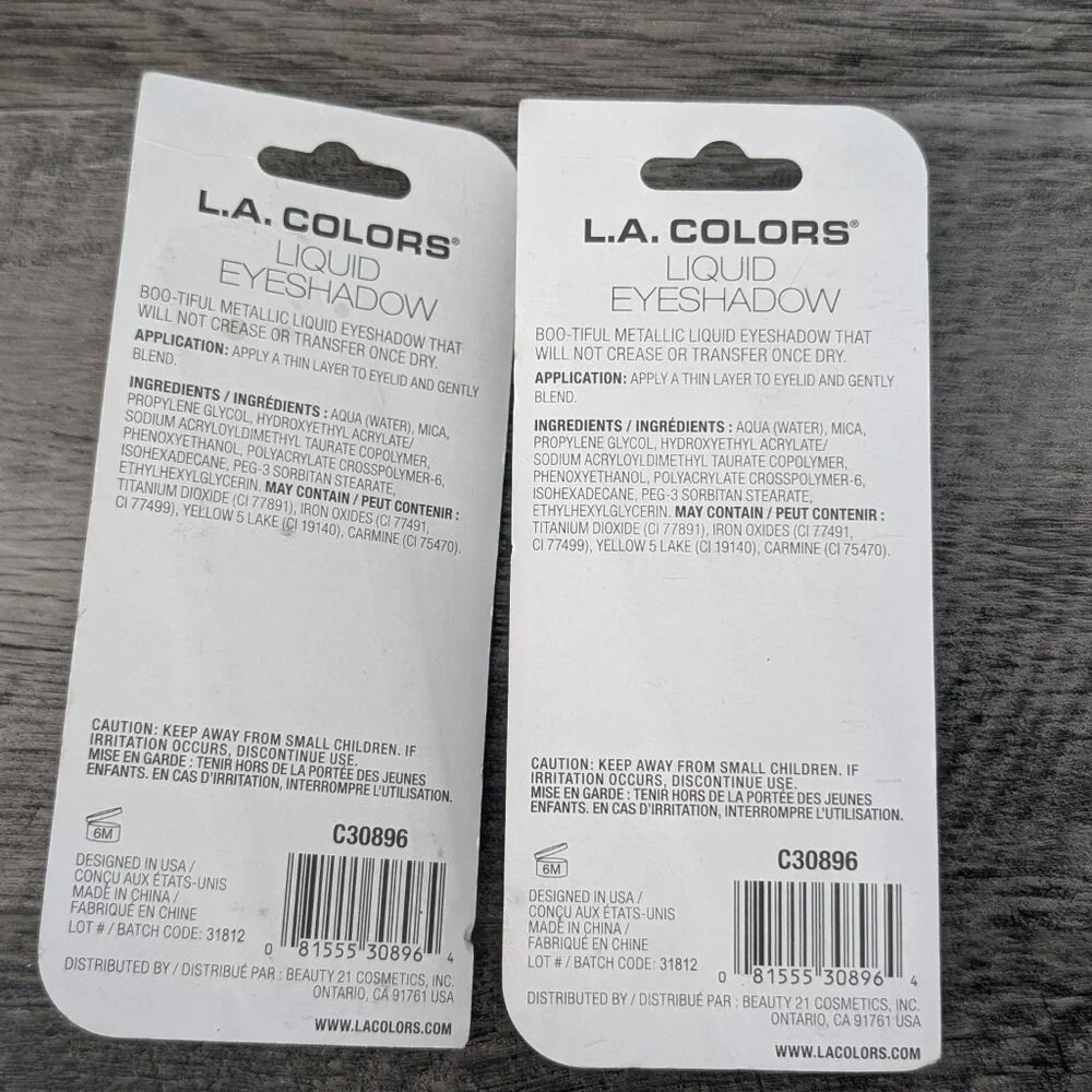 SET OF 2 - LA Colors Liquid Shadow Metallic Glowing Eyes - Silver